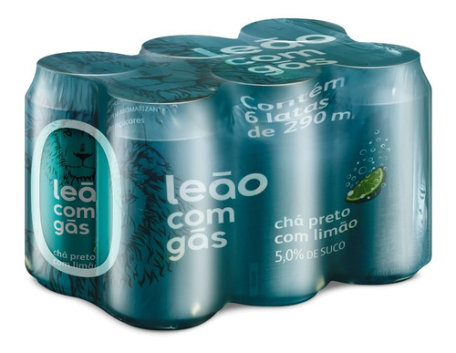 Chá Leão Com Gás Chá Preto Com Limão - Pack 6 Latas 290ml