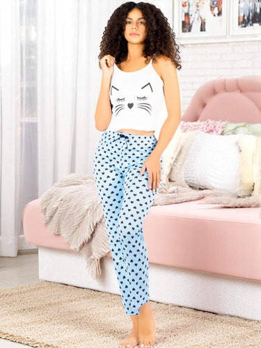 Set De 2 Conjunto Pijama Mujer Blusa Y Pantalón Dama Piyama