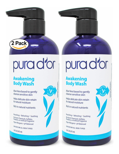 Pura D'or Awakening Body Wash (16 Onzas X 2 = 32 Onzas) Con