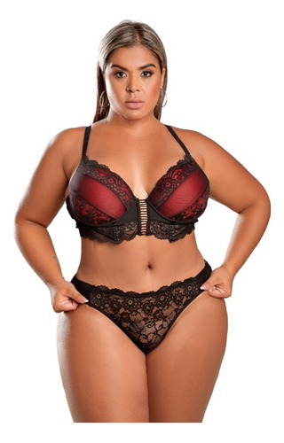 Conjunto Plus Size Lingerie Sexy Provocante Bojo E Calcinha