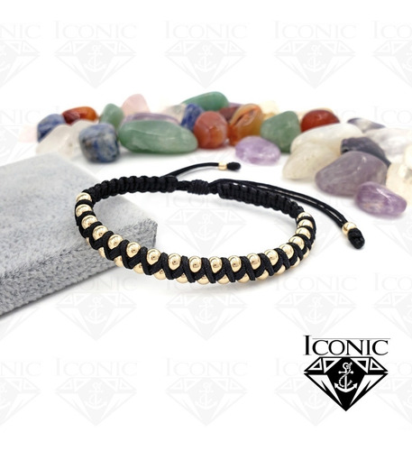 Pulsera Tejido Macrame Y Oro Laminado 18k Iconic Store