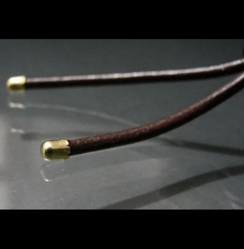 Imagem 5 de 7 de Pedras - Pulseira 1v Couro 1,5mm Ponteiras Ouro Cód148p19