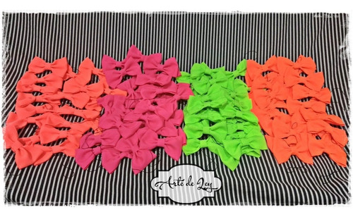 Imagen 2 de 8 de Moños Cotillon Fluo Tela Exlusivos Cabeza O Cuello