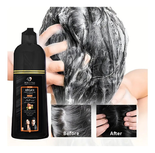 Shampoo Tiñe Cubre Canas Tintura Colorante Natural De Argán