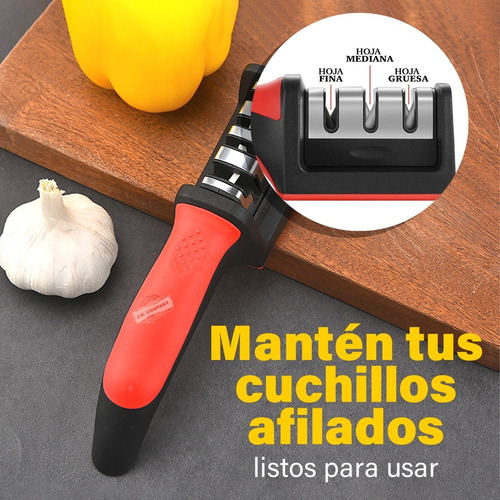 Imagen 5 de 10 de Afilador De Cuchillos Cocina Ergonómico 3 Etapas Manual 4068
