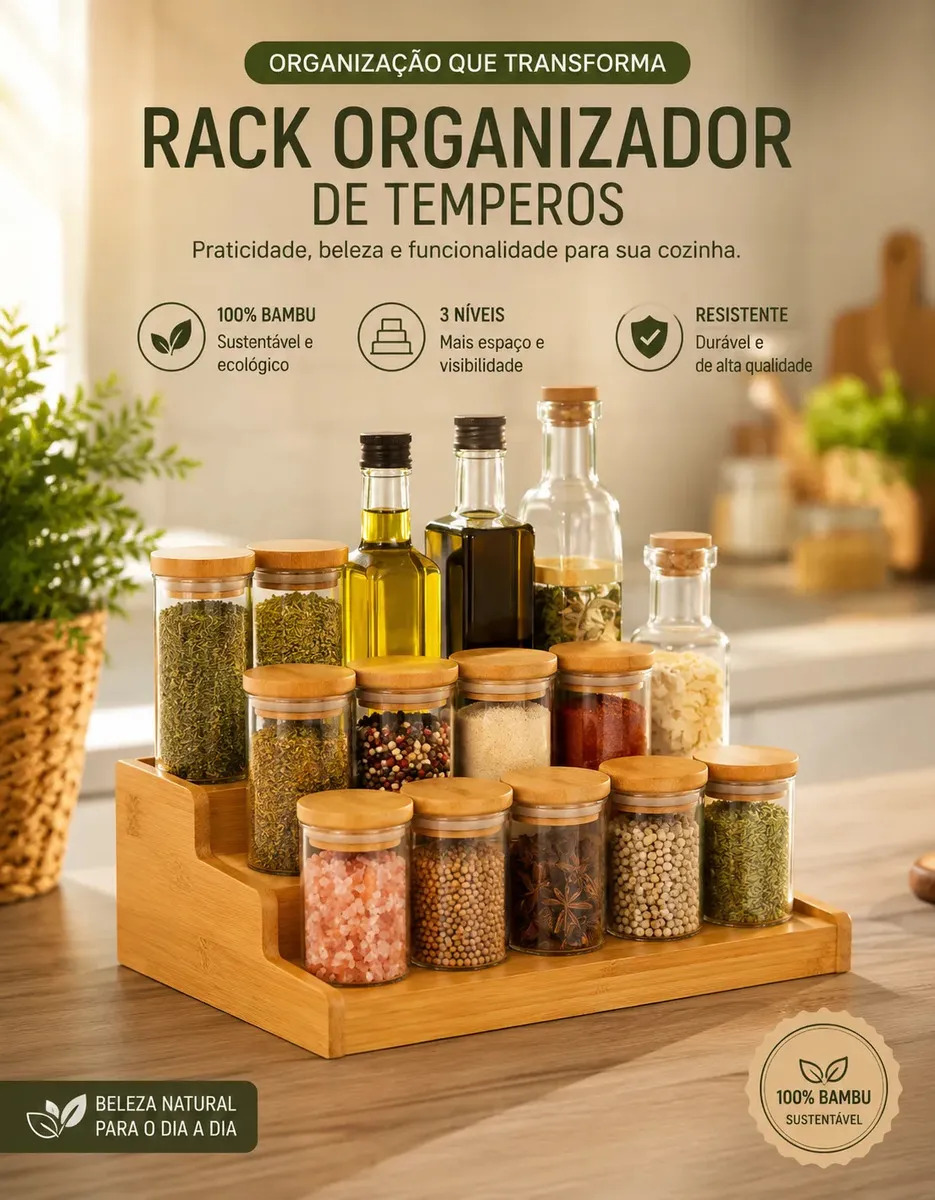 Rack Organizador De Cozinha Para Potes Produtos E Tempero