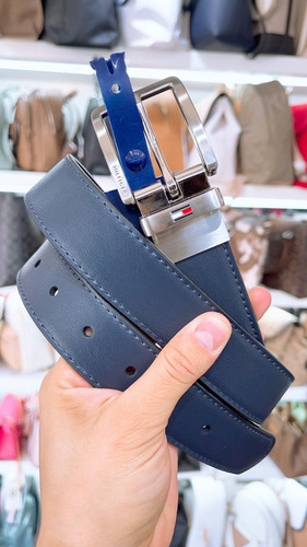 Cinturon Reversible Tommy Hilfiger Azul Marino Y Marron Oscu