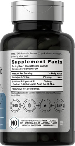 R Ácido Lipoico 300 Mg Estabilizado 90 Capsulas Horbaach