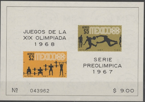México Olimpiadas 1968 Hojita Preolímpica Box Gimnasia Tiro