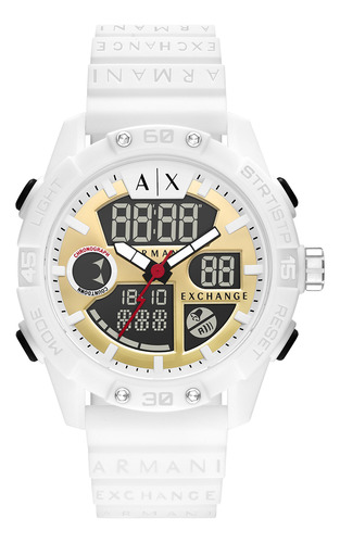 Reloj Hombre Armani Exchange Ax2961 D-bolt Color De La Correa Blanco Color Del Bisel Blanco Color Del Fondo Dorado