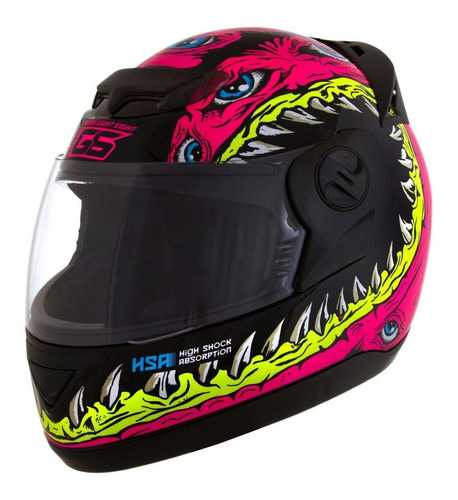 Capacete para moto  integral Pro Tork Evolution  G6 Jaws  rosa preto e neón liberty 788 tamanho 58 