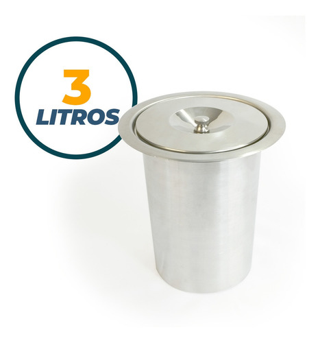 Lixeira Pia Cozinha Embutir 3l 18x24 Inox 304 Não Enferruja Cor Inox Polido