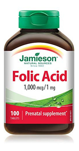 Suplemento Acido Folico  Jamieson Ácido Fólico 1mg 100 Tab