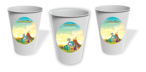 Vasos Dinosaurios Cumpleaños Personalizado Pack X10