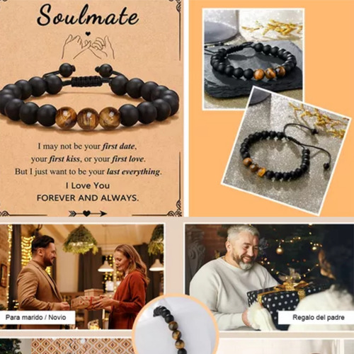 Pulsera De Piedra Para Hombre Padre Regalo Protector Suerte
