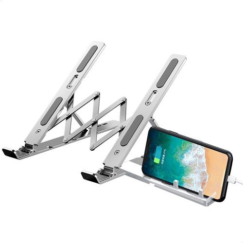 Imagen 2 de 10 de Soporte Plegable Base Notebook Regulable Aluminio + Regalo