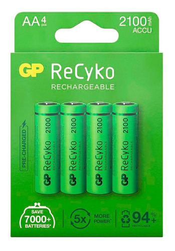 Pilas Recargables Aa Gp Recyko 2100mah Blister X4