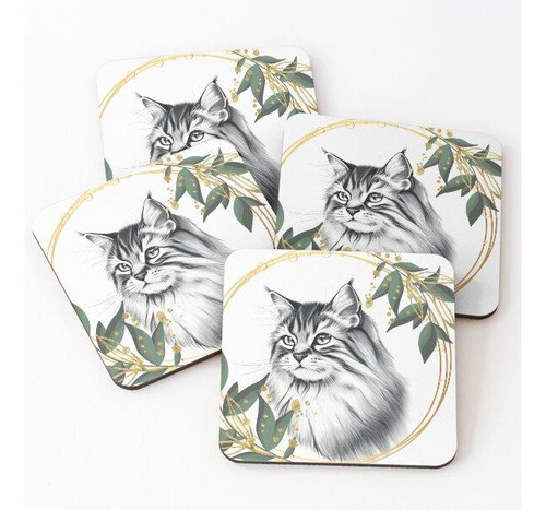 Set Posavasos Gato Siberiano Calidad Premium