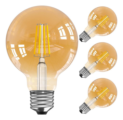 Foco Led Retro Edison, 4 Unidades, G25, G80, 4 W, E26 Luz Blanco Cálido