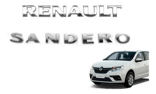 Kit Emblema Nome Renault + Sandero 09/15 Cromado,