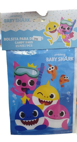 Bolsas Bolsita Dulces Fiesta 25 Pzs Pinkfong Baby Shark