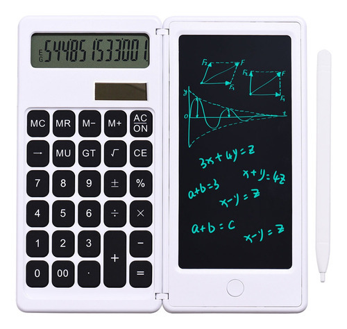 Calculadora 12 Digitos Plegable Con Pizarra Anotador Lcd Color Blanco