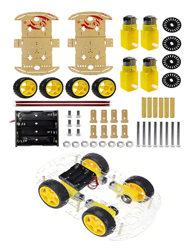 Chasis De Carro Kit Compatible Ide Arduino, 4 Llantas 4wd Sm