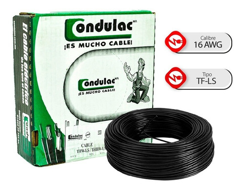 Imagen 2 de 8 de Caja 100 Mts Cable Verde Thw Cal 16 Awg 100%cobre Condulac