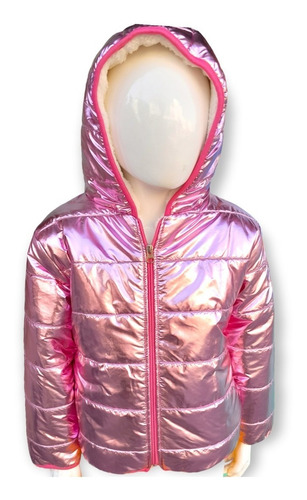 Campera Metalizada Con Corderito Para Niñas 4 Al 12