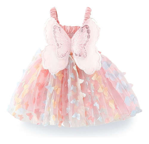 Vestido De Malla Con Decoración Mariposa Para Bebé 3-18 M