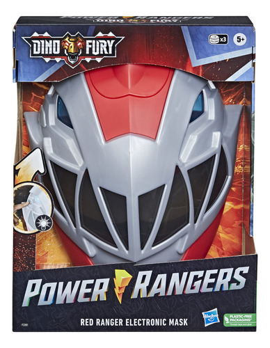 Power Rangers Dino Fury Red Ranger - Mascara Electronica Par