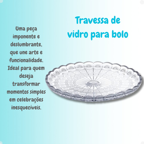 Prato De Bolo Sem Pé Em Vidro Transparente 30 Cm