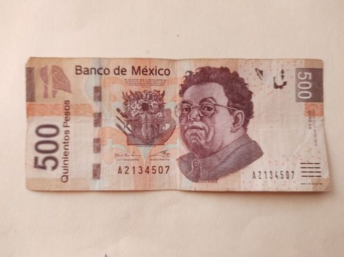 Billete De 500 Pesos Mexicanos Serie Aa Folio A Diego Rivera