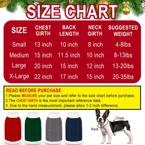 Goyoswa Dog Christmas Sweater Knited Turtleneck Sweater Call