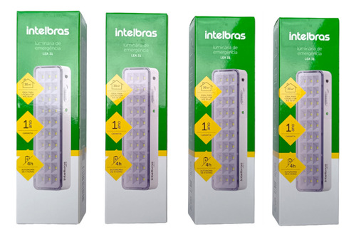 Kit 4 Luminária Lâmpada Luz Emergência 30 Led Recarregável