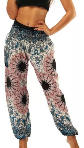 Pantalones De Cintura Harén Con Estampado Hippie .