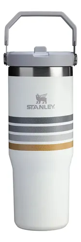 Garrafa Térmica Stanley Tumbler Flip Straw Varsity Cream Ash Stri...