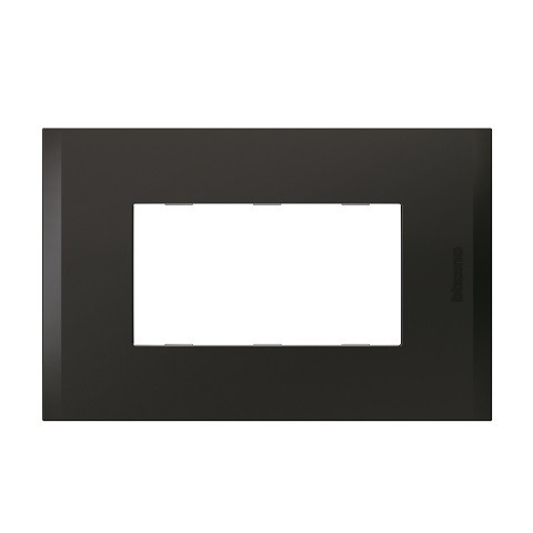 Placa 3 Puestos Black Con Soporte Af5s3ng Bticino Nobile