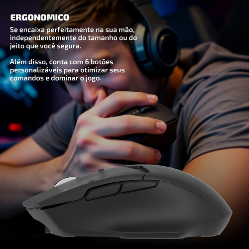 Mouse Gamer Wireless S/ Fio Bluetooth Sem Delay Recarregável