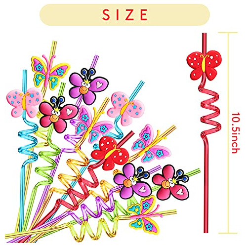 24 Butterfly Drinking Straws With 2 Pcs Straws Cleaning...