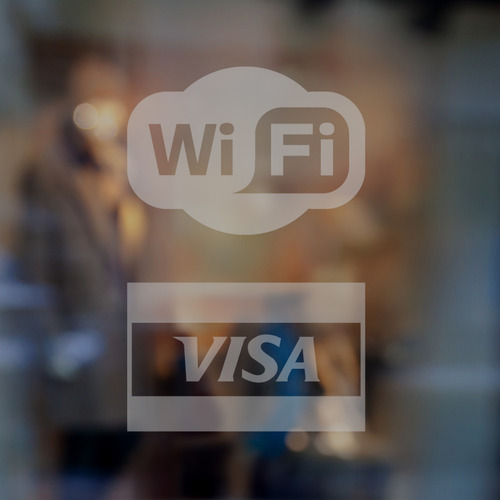 Imagen 1 de 2 de Vinilo Esmerilado Wifi Y Tarjetas De Crédito