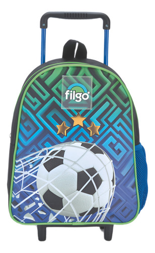 Mochila Carrito Filgo Minipak 12'' Jardín Nenes Fútbol Azul Diseño De La Tela Lisa