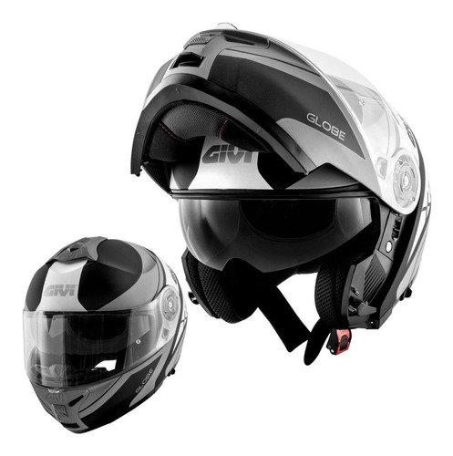 Capacete Robocop Givi X21 Globe Escamoteável C/ Oculos Solar Cor Preto Cinza Fosco Tamanho do capacete 59/60