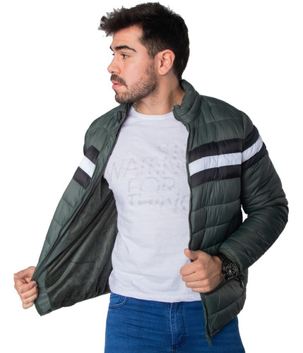 Imagen 1 de 5 de Campera Hombre Inflable Chaqueta Impermeable Rayada Colores