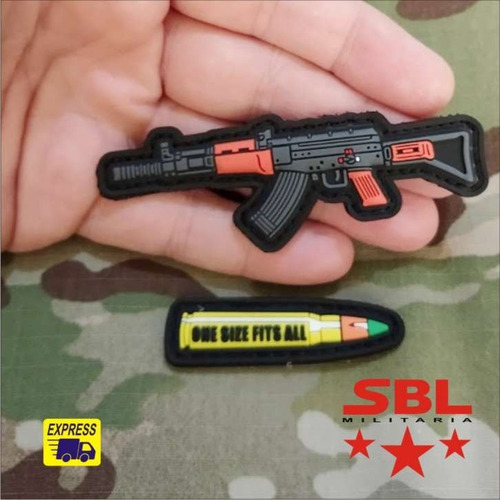 Funny Patch Emborrachado Ak + Bala Traçante De Fuzil