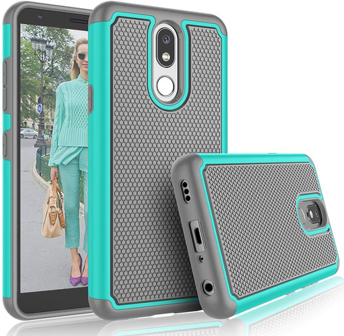 Funda Para LG Aristo 4 Plus, Celeste/gris/rigida/resistente