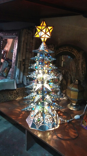 Arbol Pino De Navidad De Hoja De Lata Y Cristal