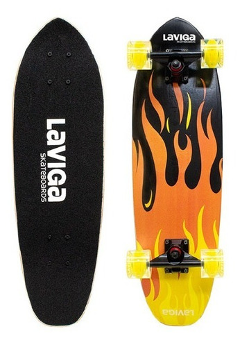 Patineta Tabla De Madera Juvenil Con Figura De Fuego