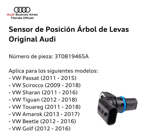 Imagen 3 de 7 de Sensor De Árbol De Levas Audi A3 2008 Al 2013