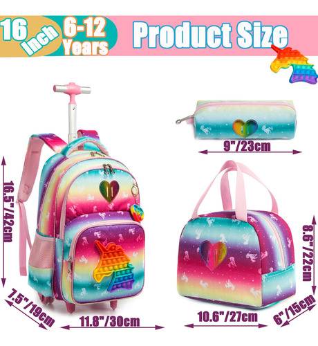 Meetbelify Mochila Con Ruedas Unicornio Para Niñas Mochilas